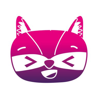 renk siluet memnun rakun baş vahşi hayvan vektör çizim