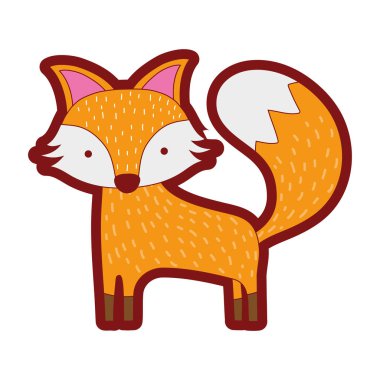 çizgi renk sevimli fox vahşi hayvan orman vektör şekil