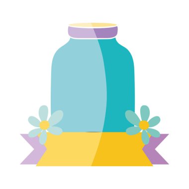 renkli uzun mason cam çiçekler ve şerit vektör çizim ile