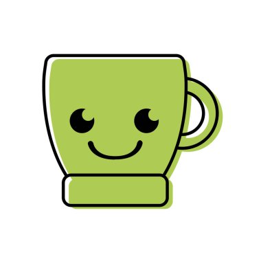 renk gülümseme kahve Kupası kawaii karikatür vektör çizim