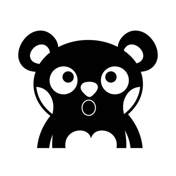 Silhueta Surpreso Urso Adorável Animal Selvagem Vetor Ilustração — Vetor de Stock