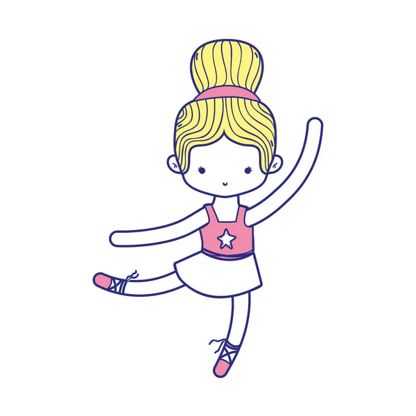 Bunte Ballerina Pactice Tänzerin Mit Haarbüschel Vektor Illustration — Stockvektor