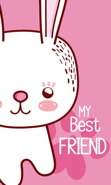 Best Friend Rabbit Vector Illustration Graphic Design — Stock Vector