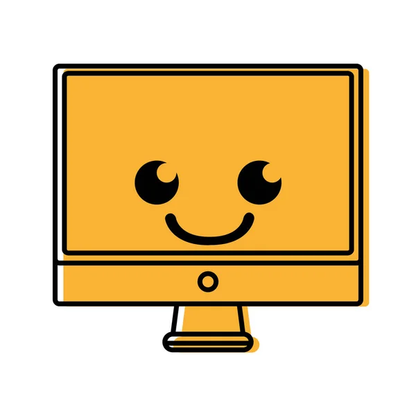 Kleur Smile Computer Scherm Kawaii Cartoon Vectorillustratie — Stockvector