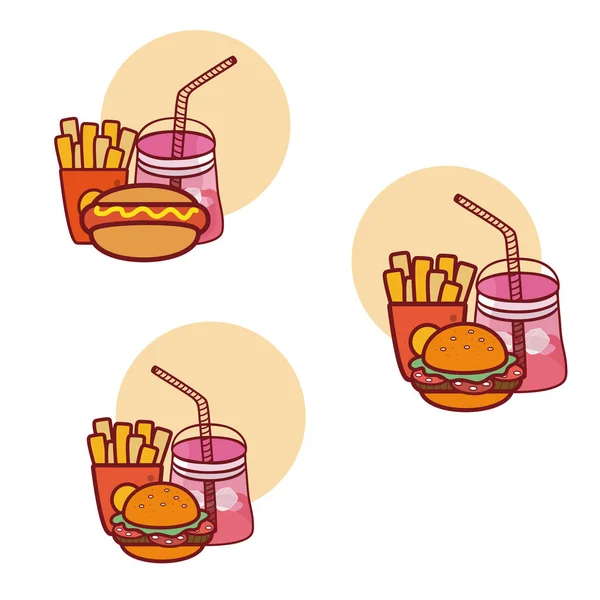 Fast Food Combos Vector Illustration Graphic Design — Stock Vector