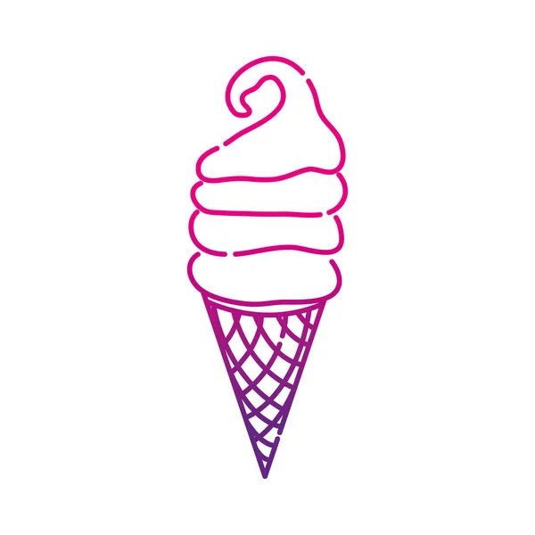 Neon Silhouette Süßes Eis Kornett Vektor Illustration — Stockvektor