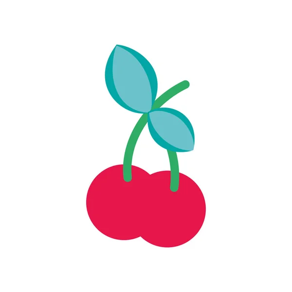 全彩美味和新鲜的樱桃水果与叶矢量插图 — 图库矢量图片