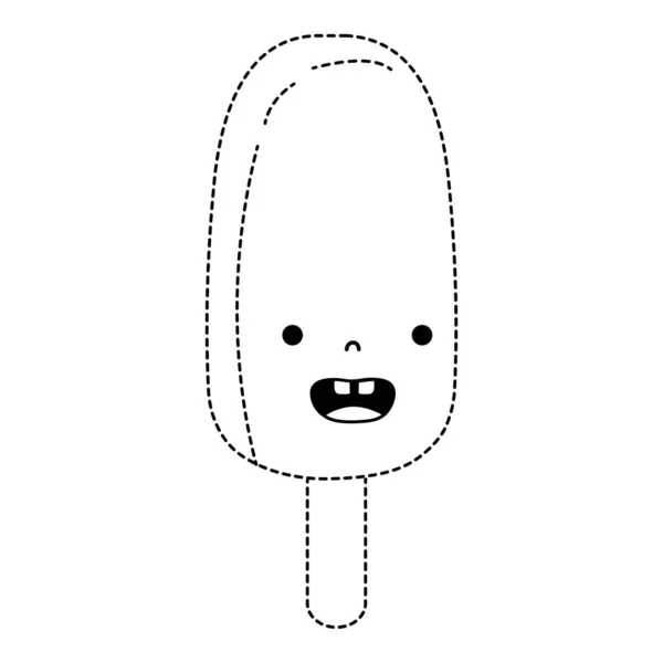 Διάστικτο Σχήμα Χαμόγελο Οβάλ Πάγο Lolly Kawaii Διανυσματικά Εικονογράφηση — Διανυσματικό Αρχείο