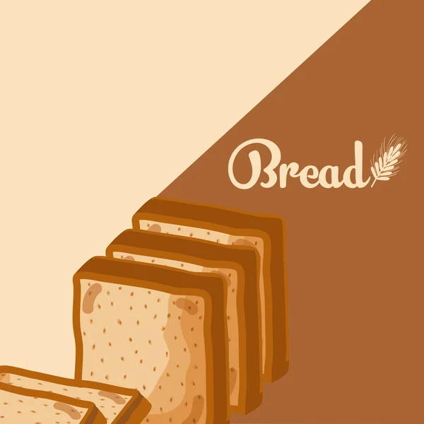 Brotscheiben Köstliche Und Frische Bäckerei Über Braunem Hintergrund Vektor Illustration — Stockvektor