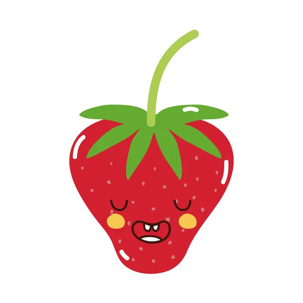 Bunte Niedliche Erdbeer Kawaii Lustige Fruchtvektor Illustration — Stockvektor