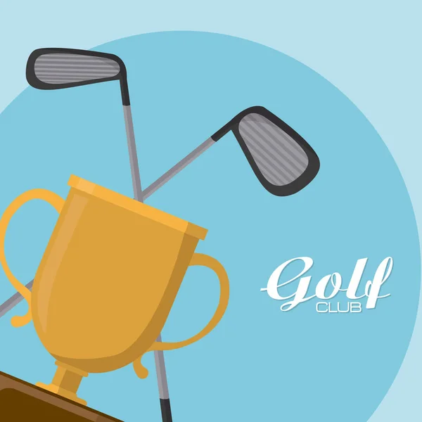 Copa Trofeo Golf Con Clubes Cruzados Vector Ilustración Diseño Gráfico — Vector de stock