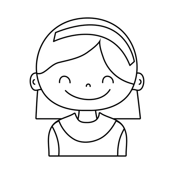 Linha Menina Com Penteado Headband Design Vetor Ilustração — Vetor de Stock