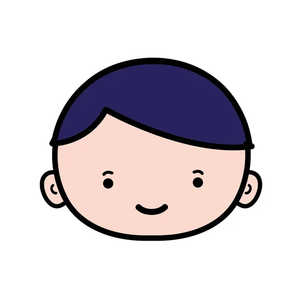 Heureux Avatar Garçon Tête Avec Illustration Vectorielle Cheveux Bleu Foncé — Image vectorielle