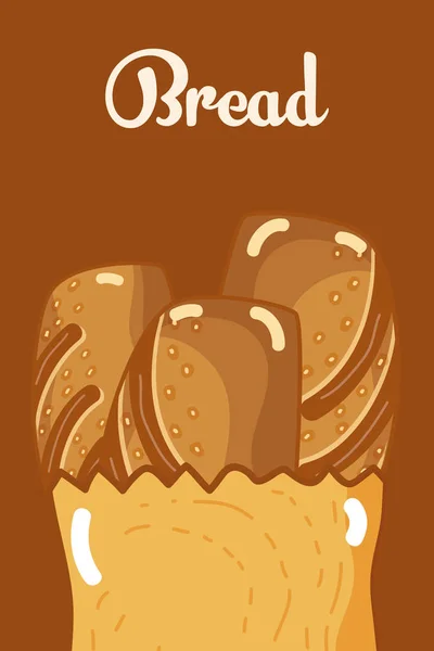 纸袋矢量图解图案设计中的美味面包 — 图库矢量图片