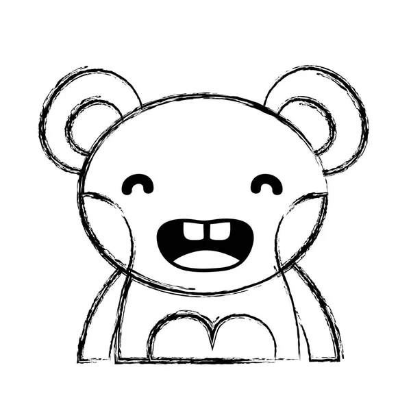 Figura Sonrisa Oso Adorable Animal Salvaje Vector Ilustración — Vector de stock