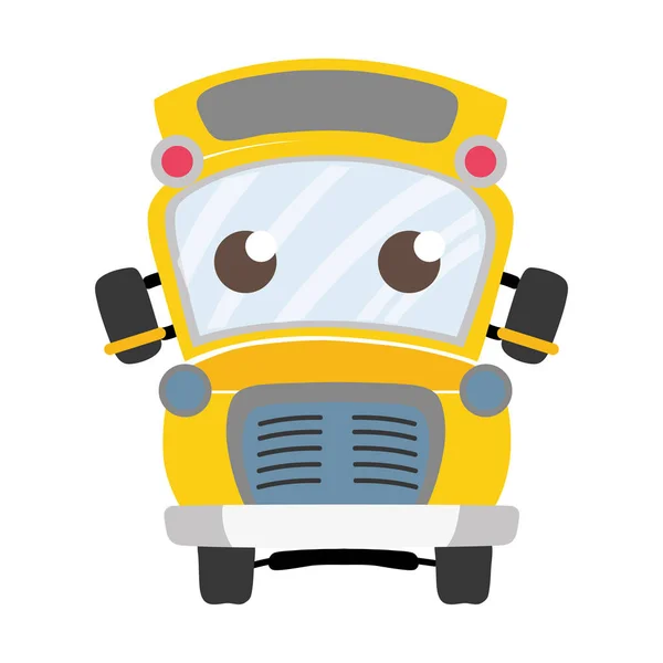 Барвистий Милий Ніжний Шкільний Автобус Каваї Векторні Ілюстрації — стоковий вектор