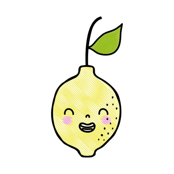 Grattugiato Carino Limone Kawaii Sorriso Frutta Vettore Illustrazione — Vettoriale Stock