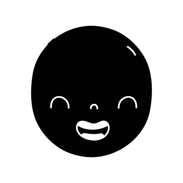 Περίγραμμα Kawaii Χαριτωμένο Χαμόγελο Πρόσωπο Έκφραση Διανυσματικά Εικονογράφηση — Διανυσματικό Αρχείο