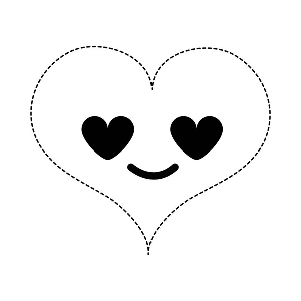 Пунктирная Форма Страсть Сердца Любви Кавайи Персонаж Векторной Иллюстрации — стоковый вектор