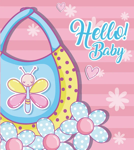 Olá Bebê Chuveiro Cartão Bonito Desenhos Animados Vetor Ilustração Design —  Vetores de Stock