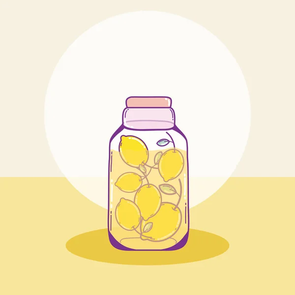 Limones Frutas Tarro Masin Dibujo Vector Ilustración Diseño Gráfico — Archivo Imágenes Vectoriales