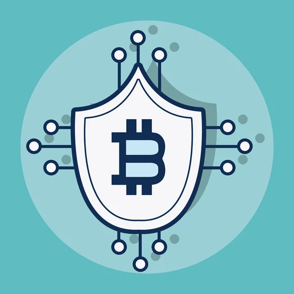 Bitcoin Escudo Simbolizando Vector Seguridad Ilustración Diseño Gráfico — Vector de stock