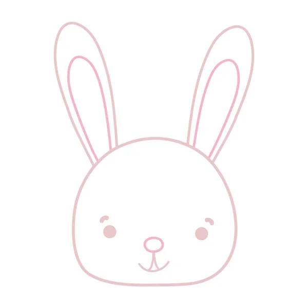 Línea Color Sonrisa Cabeza Conejo Animal Salvaje Vector Ilustración — Archivo Imágenes Vectoriales