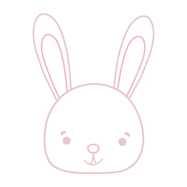 Couleur Ligne Sourire Tête Lapin Animal Sauvage Vecteur Illustration — Image vectorielle