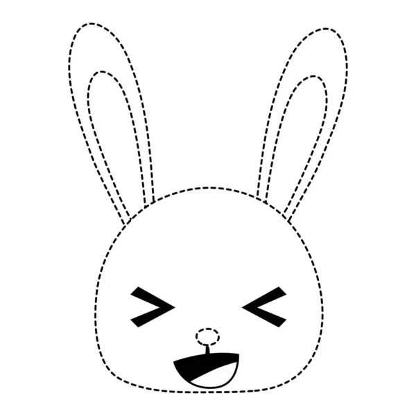 Forme Pointillée Heureux Tête Lapin Animal Sauvage Vecteur Illustration — Image vectorielle