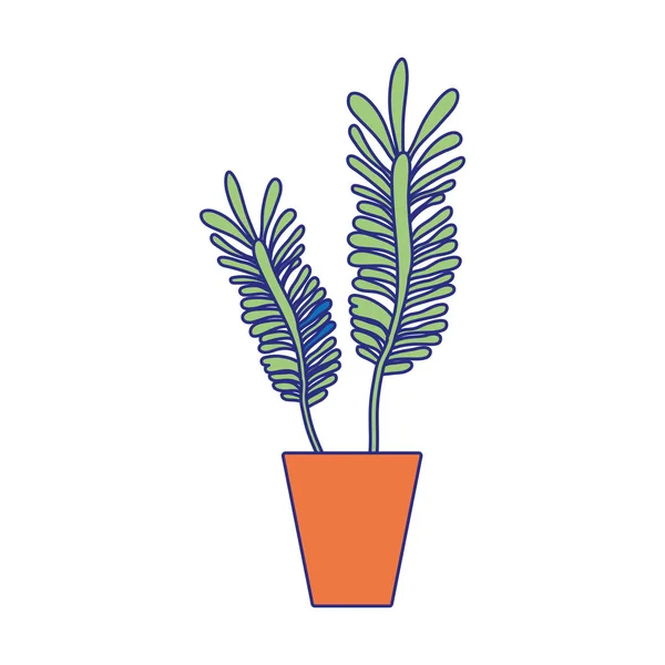 Plantes Naturelles Couleur Intérieur Pot Avec Des Feuilles Illustration Vectorielle — Image vectorielle