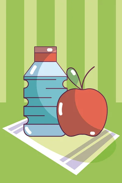 水壶和苹果在桌布向量例证图设计 — 图库矢量图片