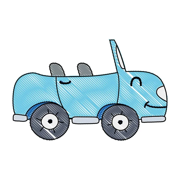 Ralado Kawaii Sorriso Esporte Carro Transporte Vetor Ilustração — Vetor de Stock