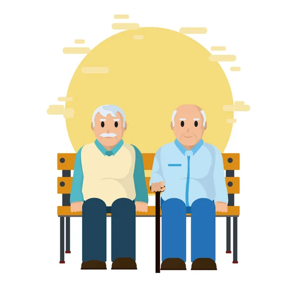 Avós Bonitos Sentados Madeira Cadeira Vetor Ilustração Design Gráfico — Vetor de Stock