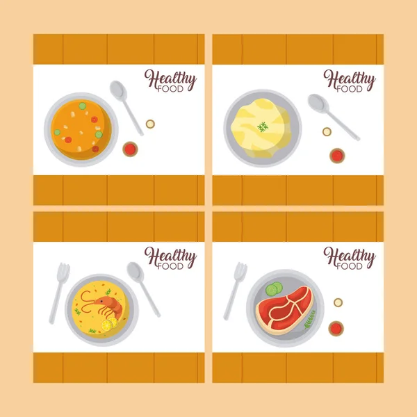 Gesunde Ernährung Quadratischen Rahmen Vektor Illustration Grafik Design — Stockvektor