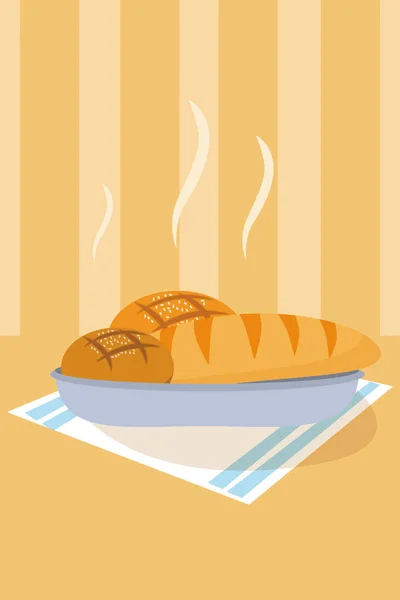 Deliciosos Panes Plato Vector Ilustración Gráfico Desig — Vector de stock