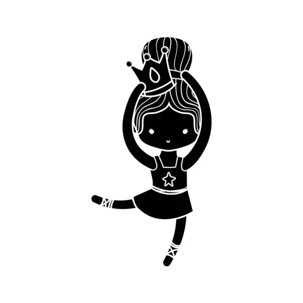 Контур Девушки Практиковать Балет Булочкой Дизайн Волос Профессиональной Одежды Векторной — стоковый вектор