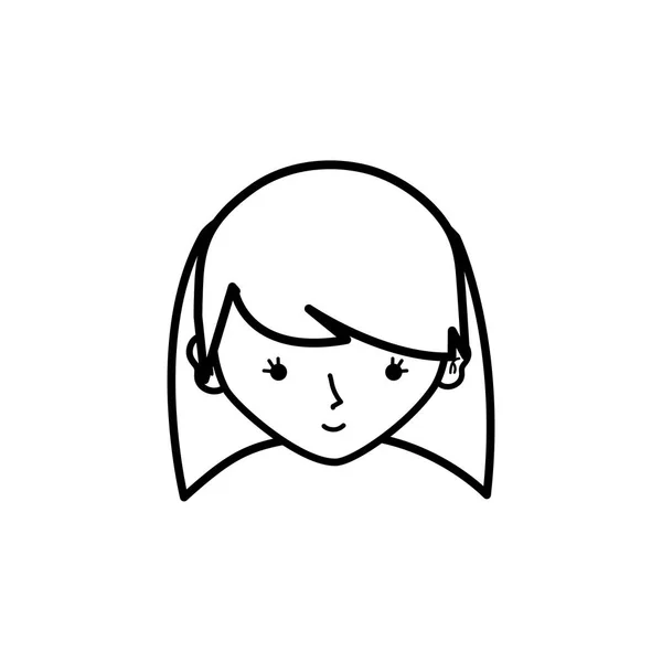 Ligne Avatar Fille Tête Avec Dessin Coiffure Illustration Vectorielle — Image vectorielle