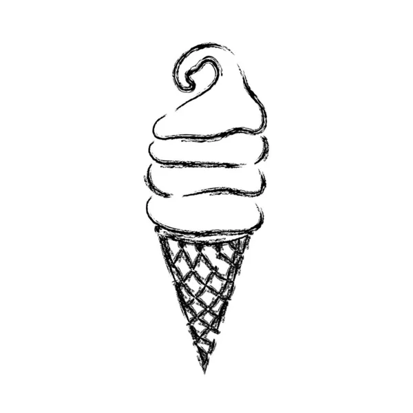 Рисунок Сладкое Мороженое Векторной Иллюстрации Корнета — стоковый вектор