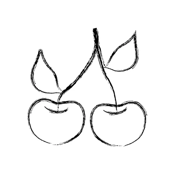 Figure Délicieuse Cerise Fraîche Bio Illustration Vectorielle Fruits — Image vectorielle