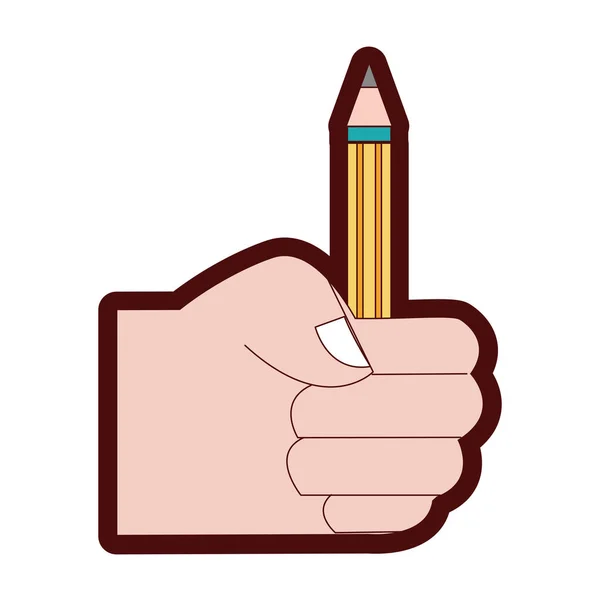 Ligne Main Couleur Avec Ustensile Crayon École Pour Étudier Illustration — Image vectorielle
