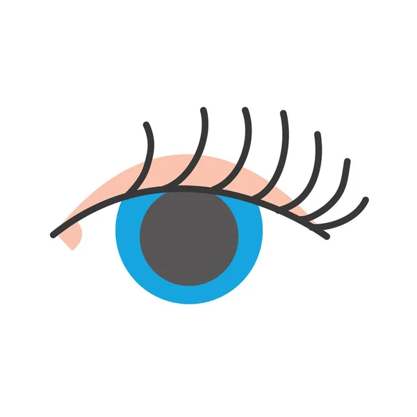 Vollfarbige Vision Auge Mit Wimpern Stil Design Vektor Illustration — Stockvektor