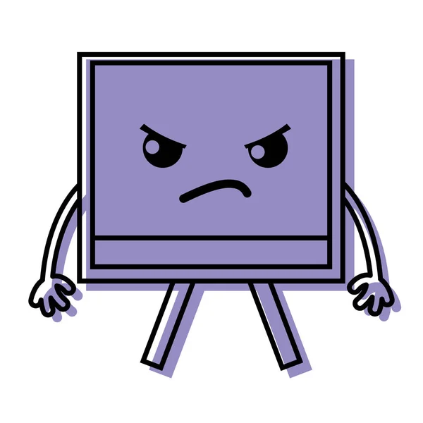 Color Angry Cute Board Object Kawaii Vector Illustration — Stock Vector