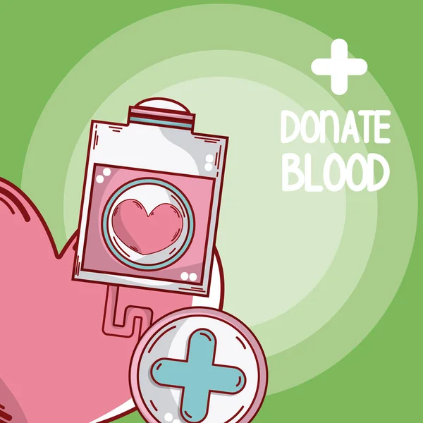 Blut Spenden Herz Und Blutbeutel Vektor Illustration Grafik Design — Stockvektor