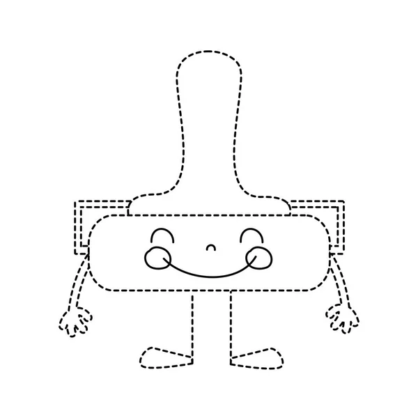 Пунктирная Форма Кавайи Счастливый Ролик Краски Руками Ногами Векторной Иллюстрацией — стоковый вектор