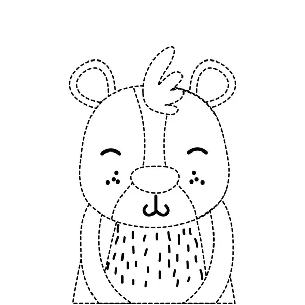Forma Punteada Adorable Sonrisa Oso Animal Salvaje Vector Ilustración — Vector de stock