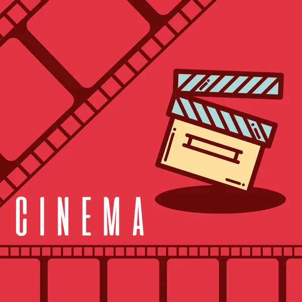 Cinema Cartone Animato Clapboard Colorato Bobina Sfondo Vettore Illustrazione Grafica — Vettoriale Stock