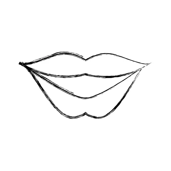 Figure Bouche Mode Avec Maquillage Rouge Lèvres Dans Illustration Vectorielle — Image vectorielle