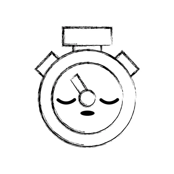 Figure Sleep Cute Chronometer Object Kawaii Vector Illustration — Stock Vector