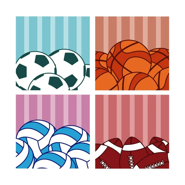 Sport balls on colorful squares vector illustration graphic design