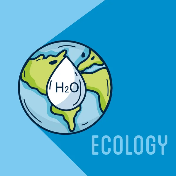 Ecology Water Saving World Vector Illustration Graphic Design — Stock Vector